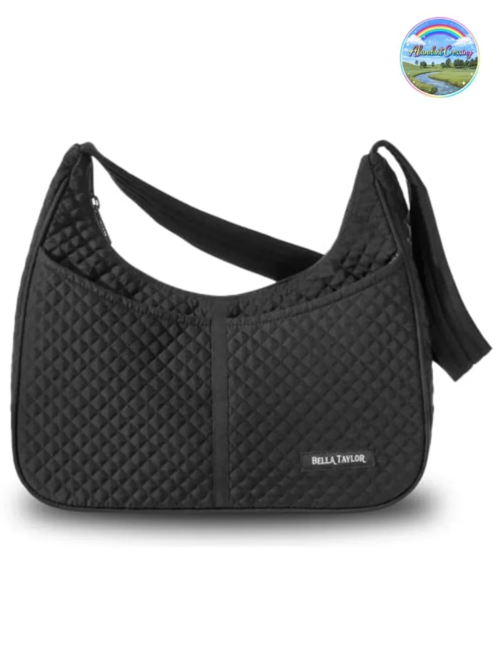 Quilted Shoulder Bag for Women, Microfiber Hobo Purse with Zipper Closure